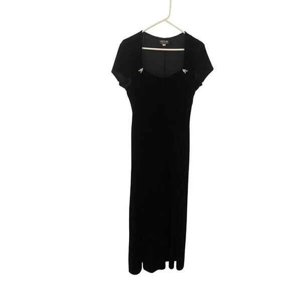 Onyx Nite Womens Velvet Maxi Dress Blue Square Neck Prom Evening Formal - 14 - Picture 1 of 11